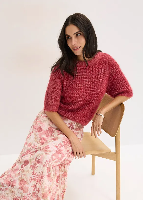 Chiffongkjol med krinklade effekter, bonprix