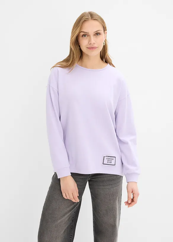 Sweatshirt i bomullsmix som &auml;r l&auml;ngre bak &auml;n fram, bonprix