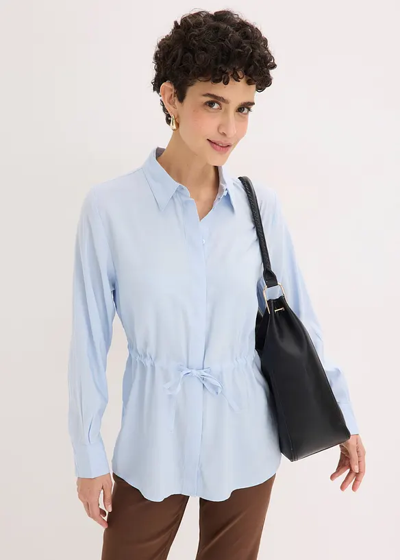 Poplinblus med lagda veck, bonprix