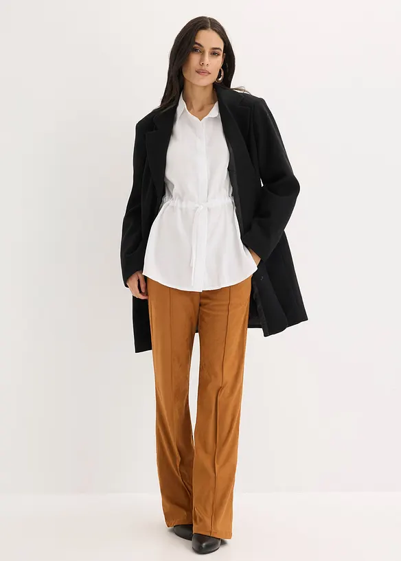 Poplinblus med lagda veck, bonprix