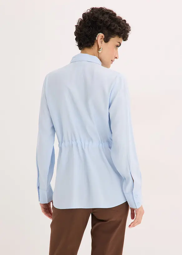 Poplinblus med lagda veck, bonprix