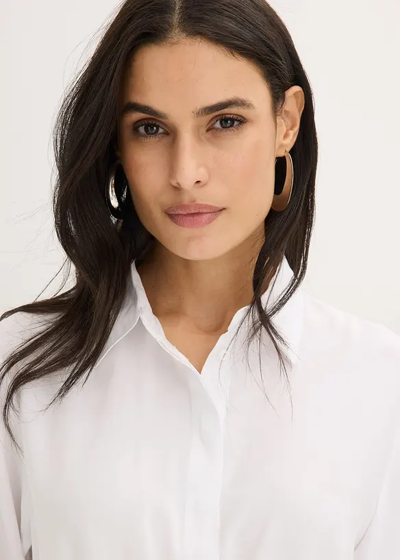 Poplinblus med lagda veck, bonprix