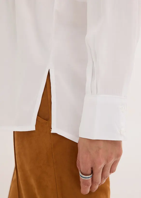 Poplinblus med lagda veck, bonprix