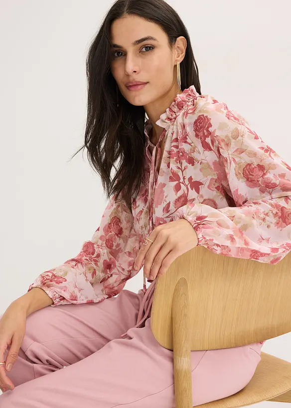 Chiffongtunika med knytband, bonprix