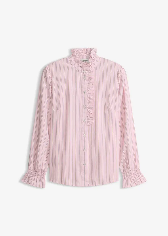 Poplinblus med krusad krage, bonprix