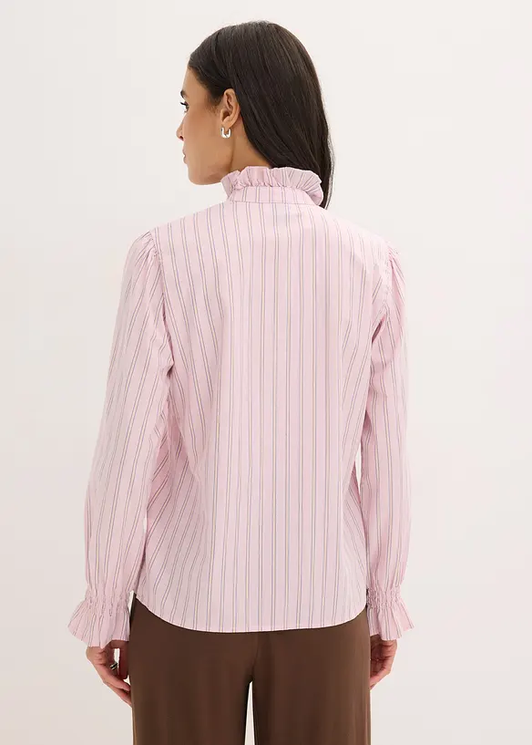 Poplinblus med krusad krage, bonprix