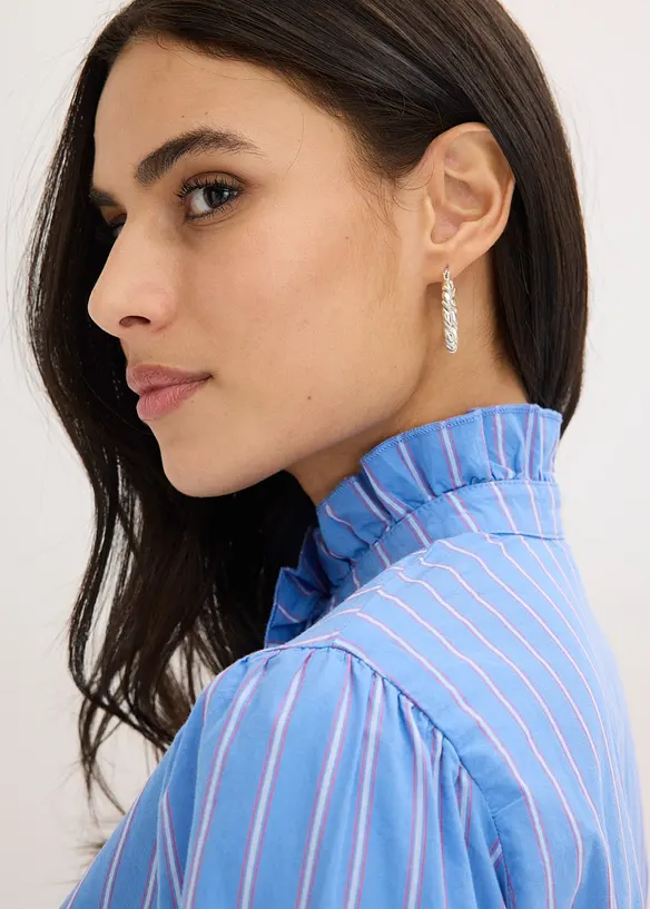 Poplinblus med krusad krage, bonprix