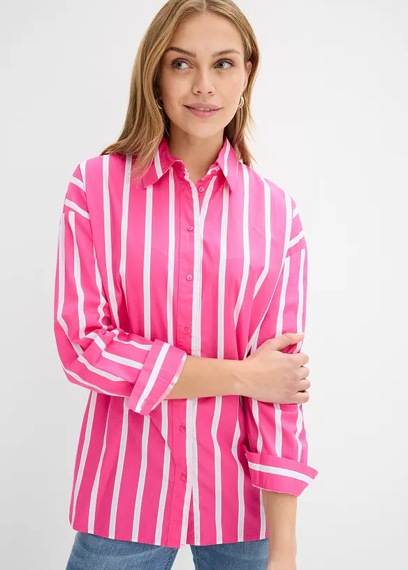 Skjortblus i bomullspoplin, bonprix