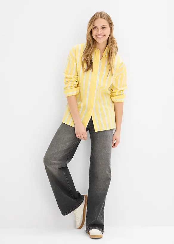 Skjortblus i bomullspoplin, bonprix