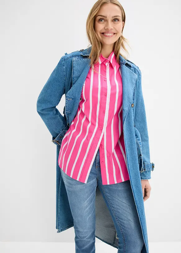 Skjortblus i bomullspoplin, bonprix