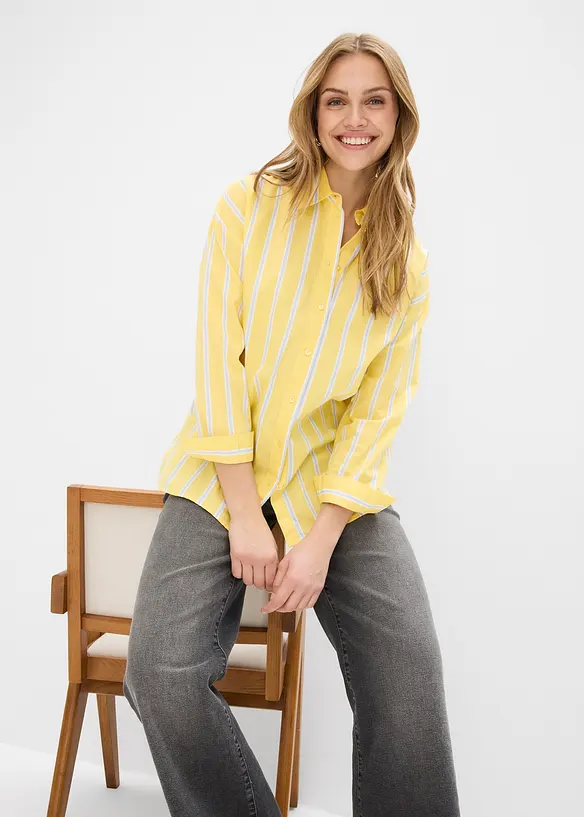 Skjortblus i bomullspoplin, bonprix