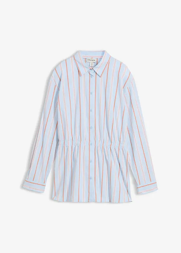 Skjortblus i stretchig bomullspoplin, bonprix