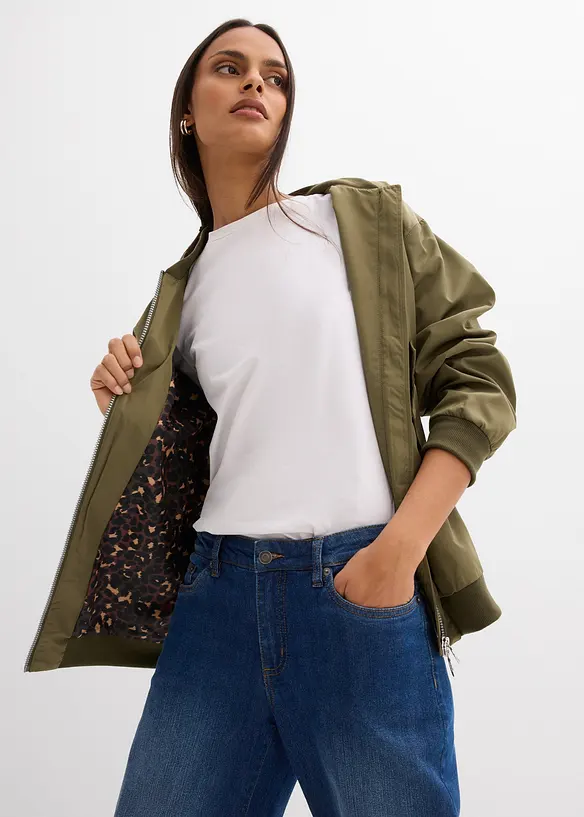 Vid pilotjacka med leopardm&ouml;nstrat foder, bonprix