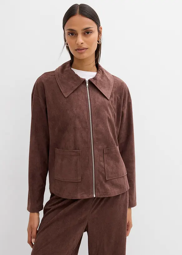 Skjortjacka i mockaskinnimitation, bonprix