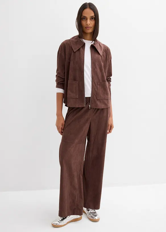 Skjortjacka i mockaskinnimitation, bonprix