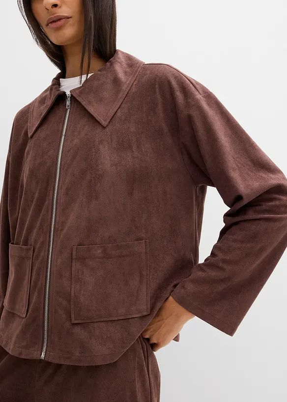 Skjortjacka i mockaskinnimitation, bonprix