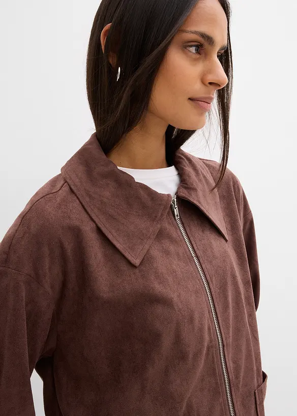 Skjortjacka i mockaskinnimitation, bonprix