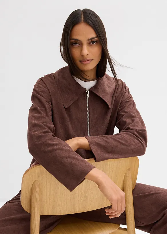 Skjortjacka i mockaskinnimitation, bonprix