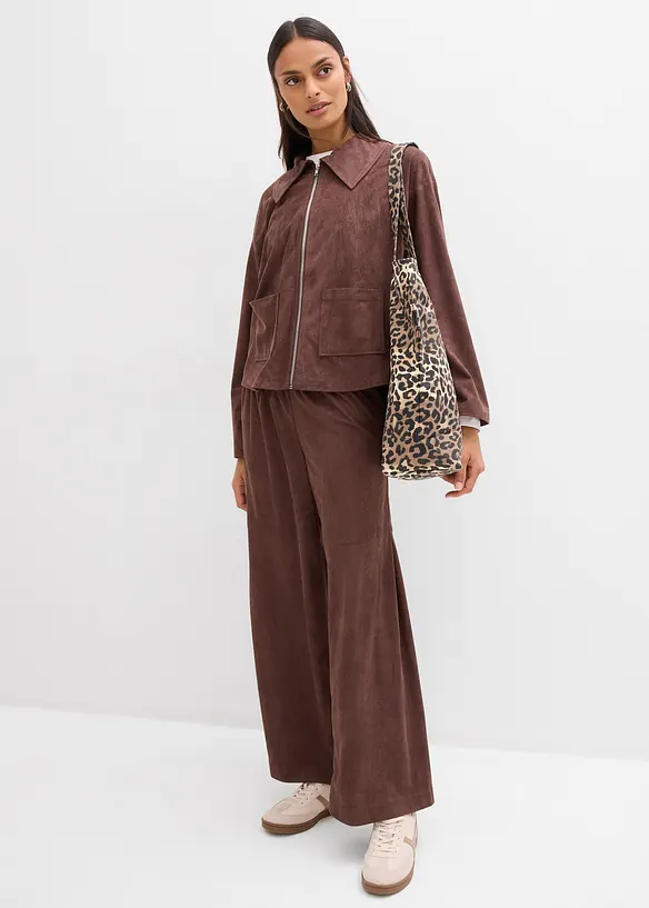 Dra p&aring;-byxa i mockaskinnimitation, bonprix