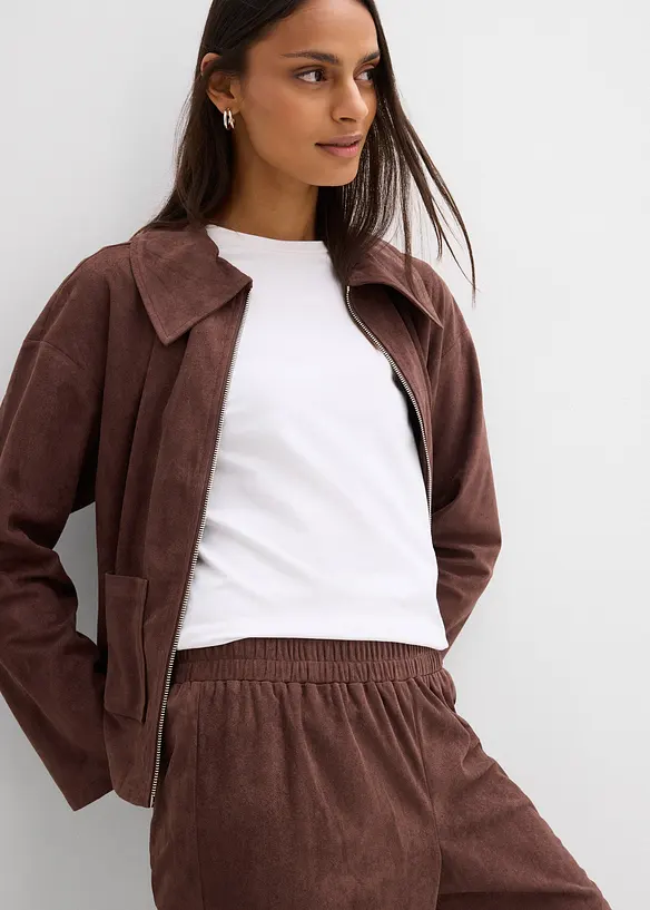 Dra p&aring;-byxa i mockaskinnimitation, bonprix