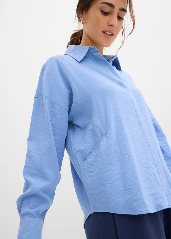 Skjortblus i viskosmix, bonprix