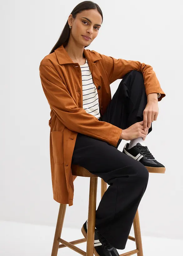 Byxa med gubbveck och viskos, bonprix