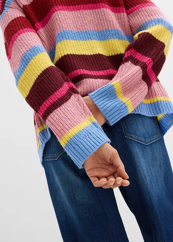 Oversizecardigan i materialmix, bonprix