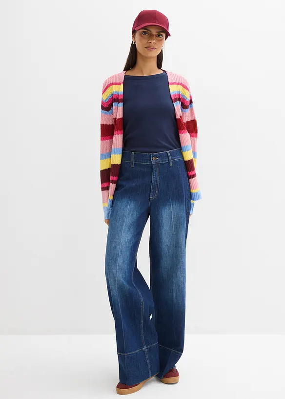 Oversizecardigan i materialmix, bonprix