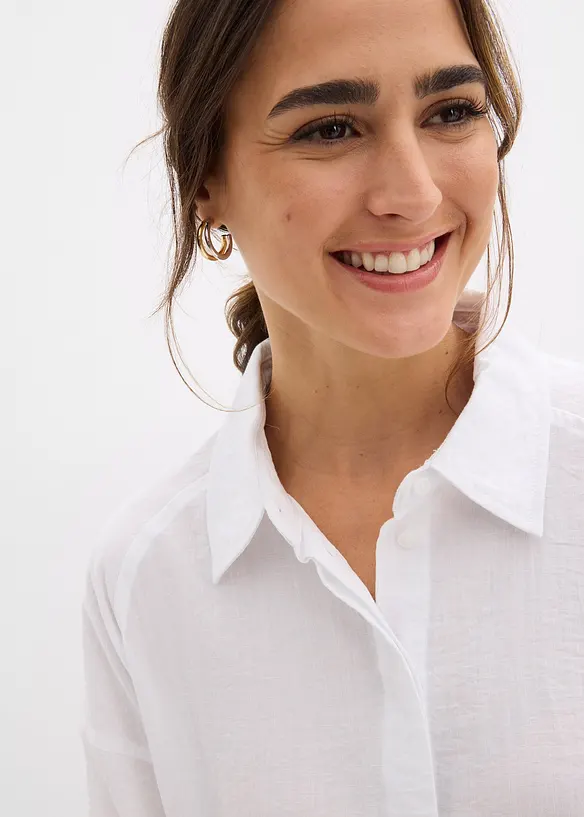 Skjortblus i viskosmix, bonprix