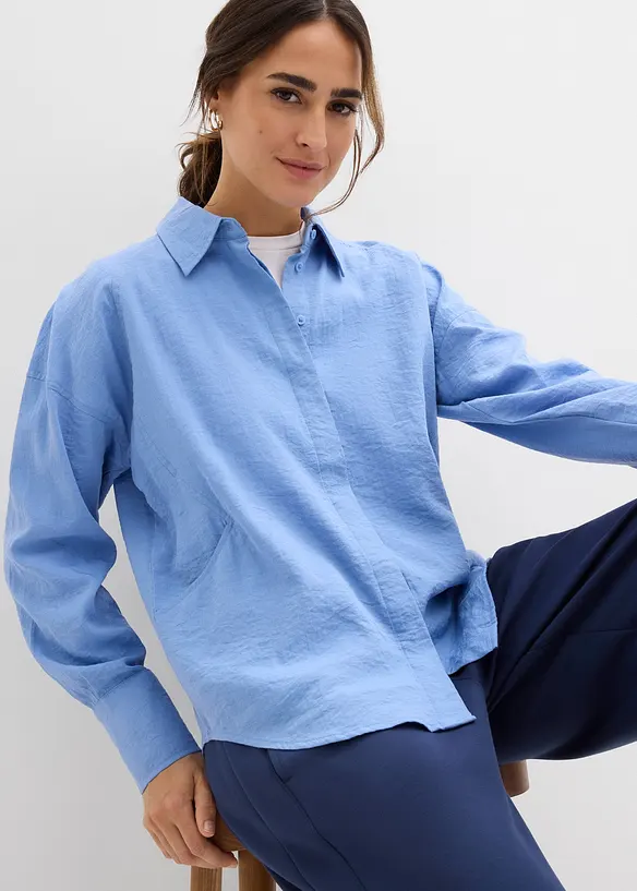 Skjortblus i viskosmix, bonprix