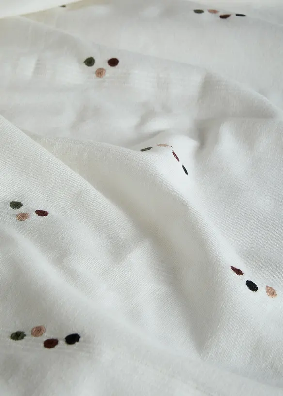 Gardinl&auml;ngd i v&auml;vt material av ekologisk bomull med prickar (1-pack), bonprix