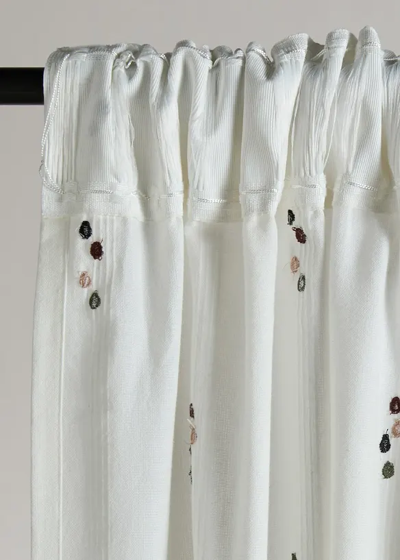 Gardinl&auml;ngd i v&auml;vt material av ekologisk bomull med prickar (1-pack), bonprix