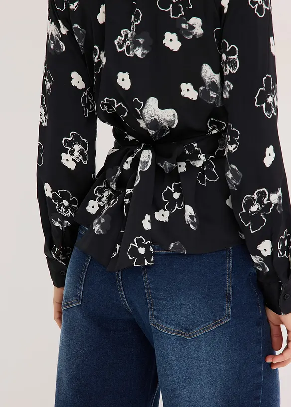 Blus i f&ouml;ljsam satin, bonprix