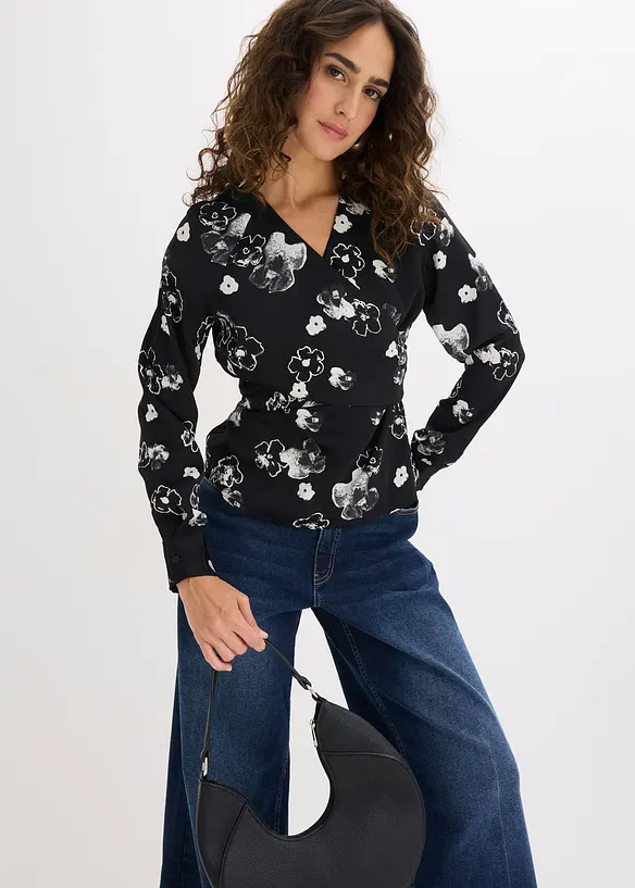 Blus i f&ouml;ljsam satin, bonprix