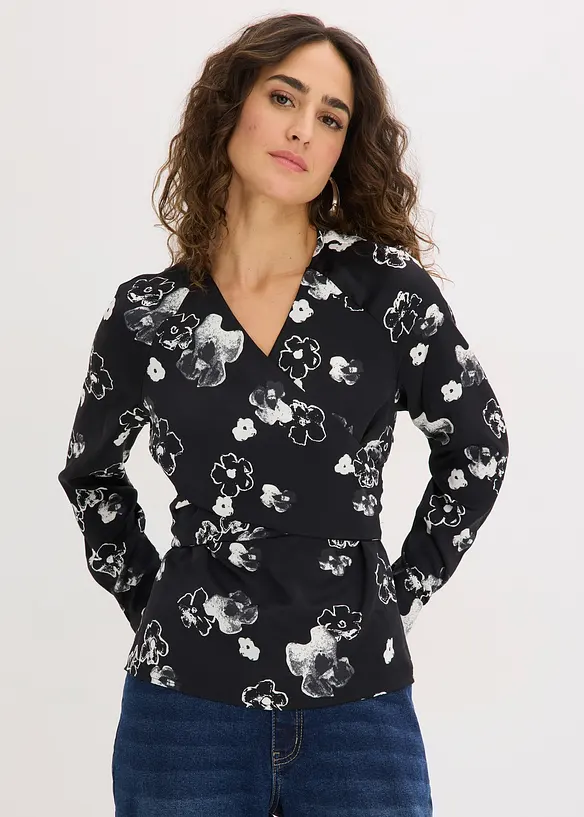 Blus i f&ouml;ljsam satin, bonprix