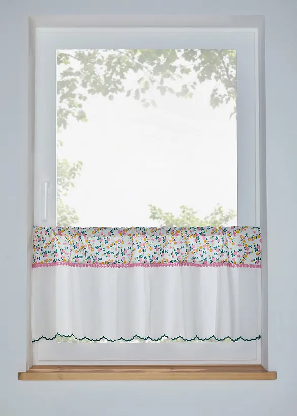 Caf&eacute;gardin av ekologisk bomull med spets, bonprix