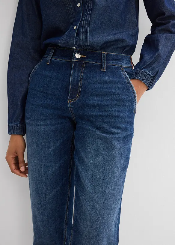 Boyfriend Jeans Mid Waist, med res&aring;rmidja, bonprix