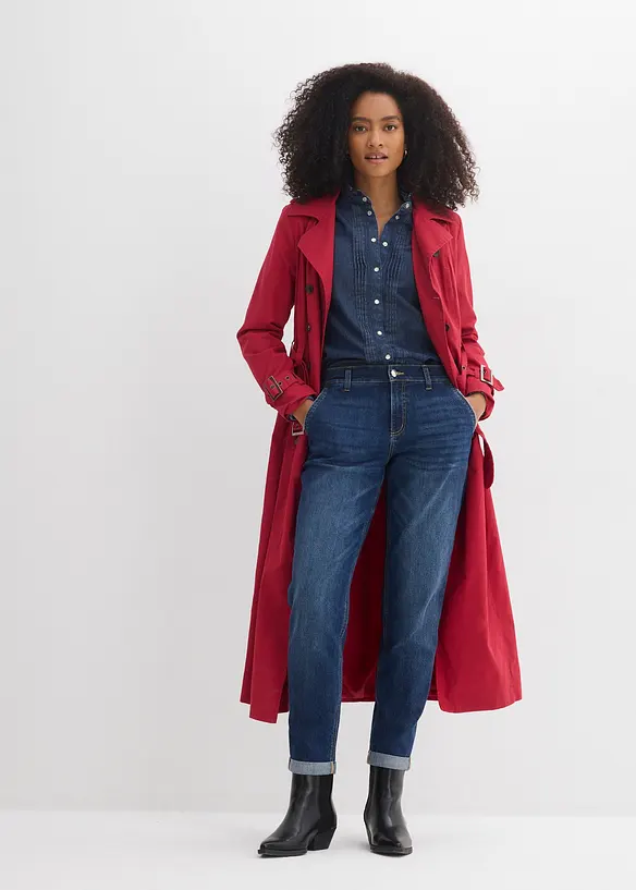 Boyfriend Jeans Mid Waist, med res&aring;rmidja, bonprix