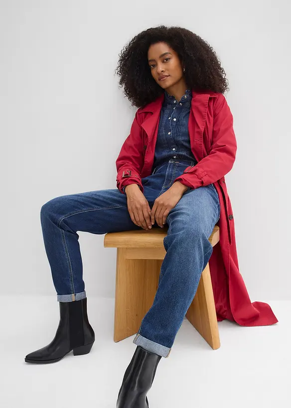 Boyfriend Jeans Mid Waist, med res&aring;rmidja, bonprix