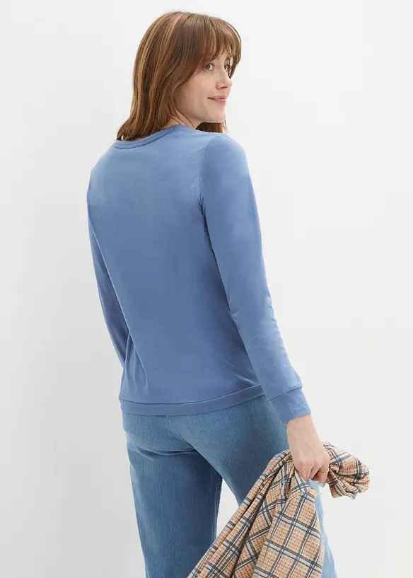 L&aring;ng&auml;rmad randig T-shirt i h&aring;llbar bomull, bonprix