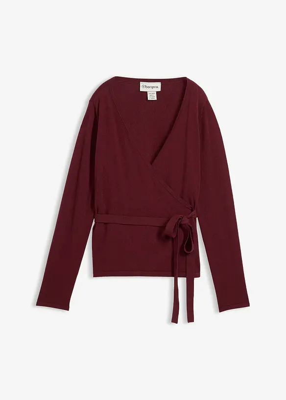 Omlottcardigan i bomull och merinoull, bonprix