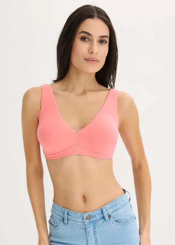 Bralette utan bygel, med bomull (2-pack), bonprix