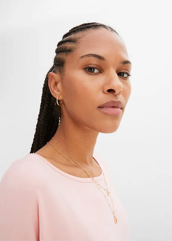 Fyrkantig T-shirt med b&aring;tringning i mjuk viskosmix, bonprix