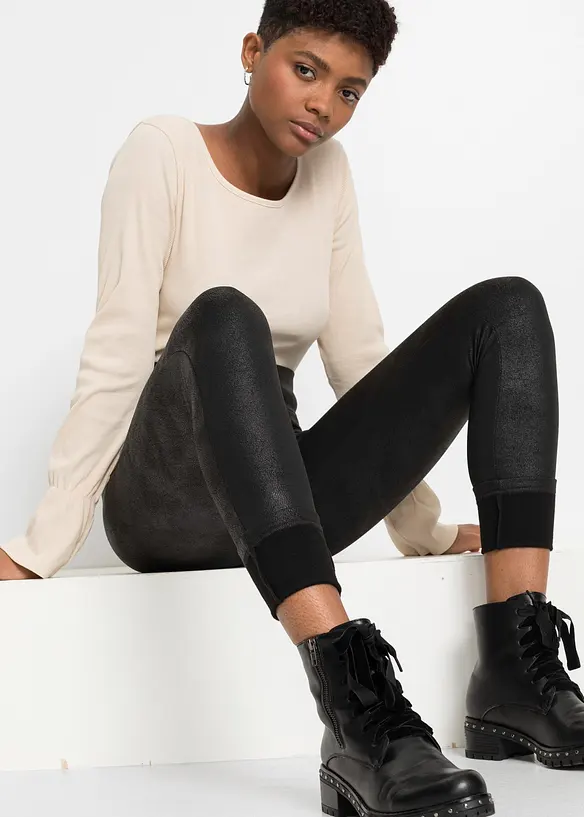 Fodrade leggings med ytskikt, bonprix