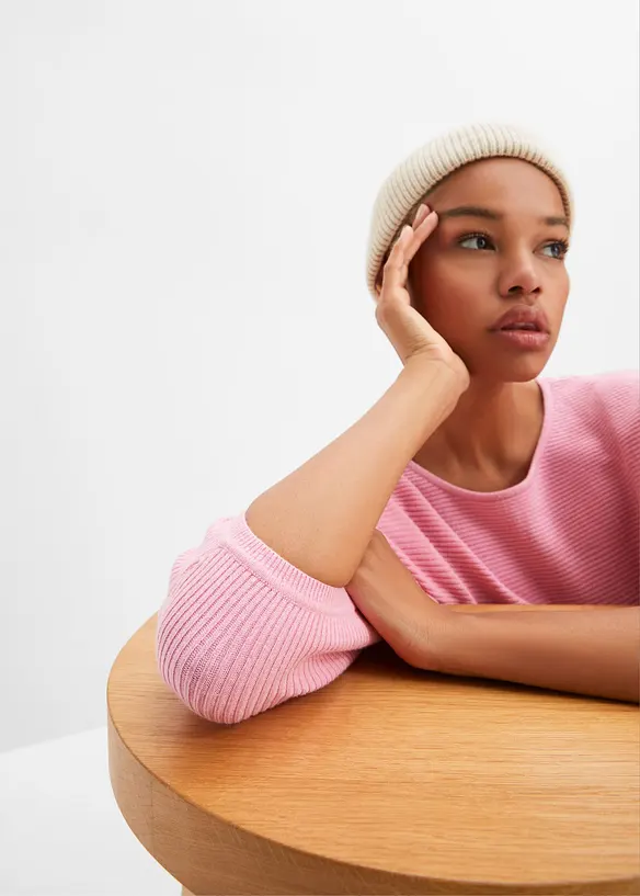 Ribbstickad oversizetr&ouml;ja i viskosmix, bonprix