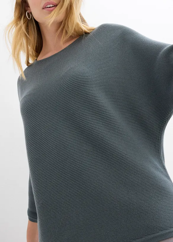 Ribbstickad oversizetr&ouml;ja i viskosmix, bonprix