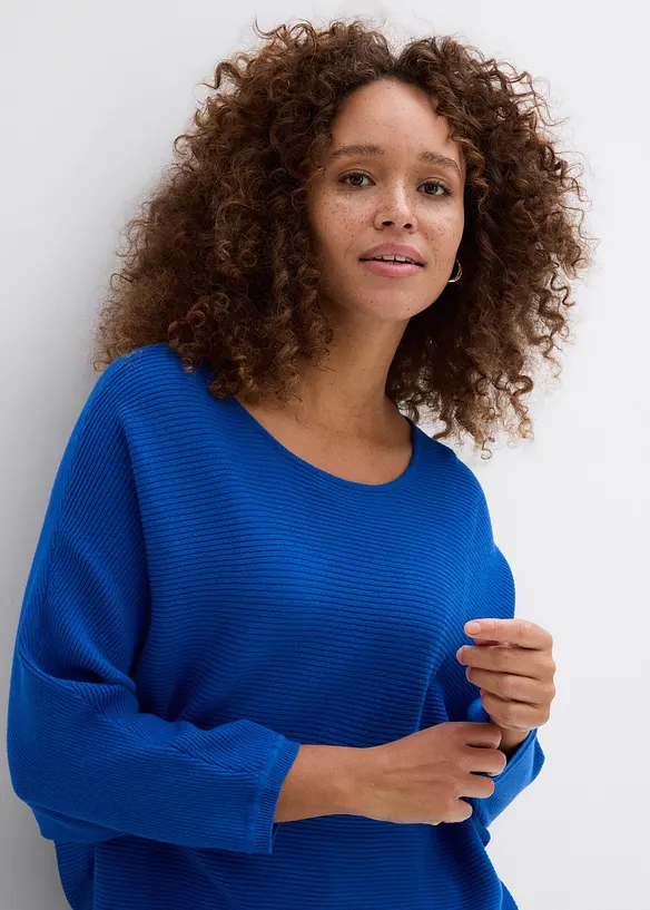 Ribbstickad oversizetr&ouml;ja i viskosmix, bonprix