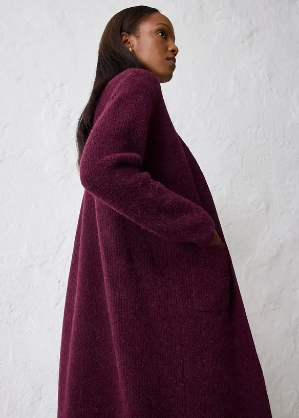 Stickad kappa med alpackaull, bonprix