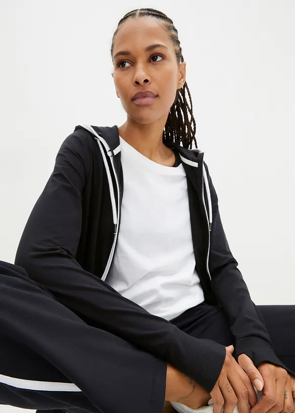 Stretchig tr&auml;ningsoverall i bomull (2 delar), bonprix