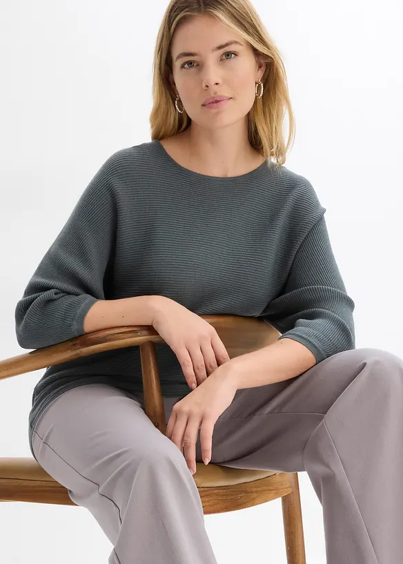 Ribbstickad oversizetr&ouml;ja i viskosmix, bonprix